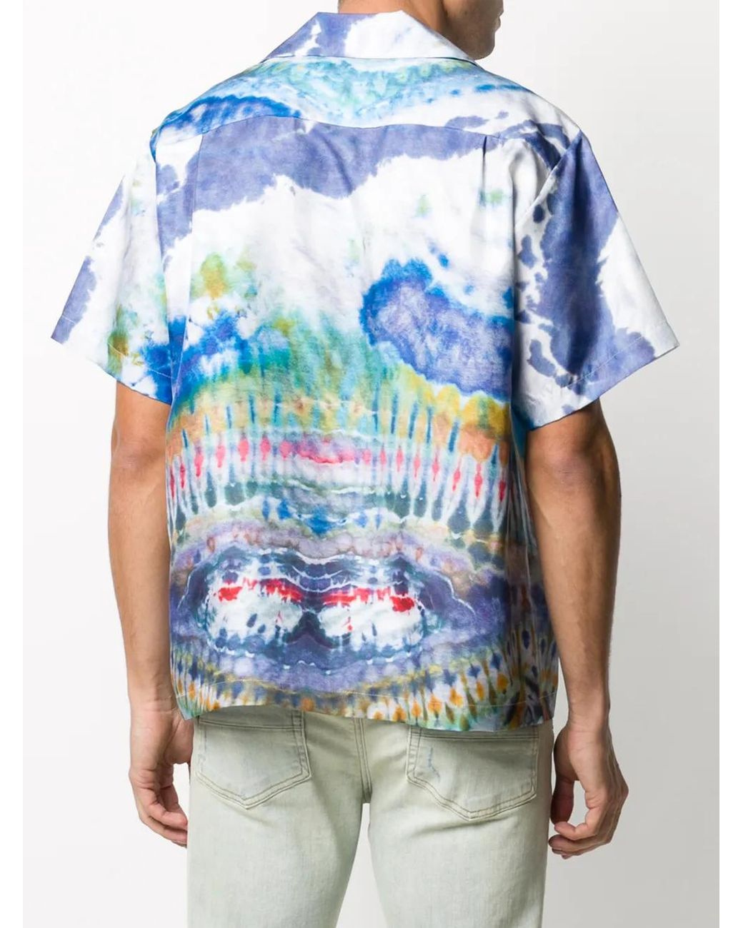 Amiri Blue Tie-Dye Silk Shirt for men