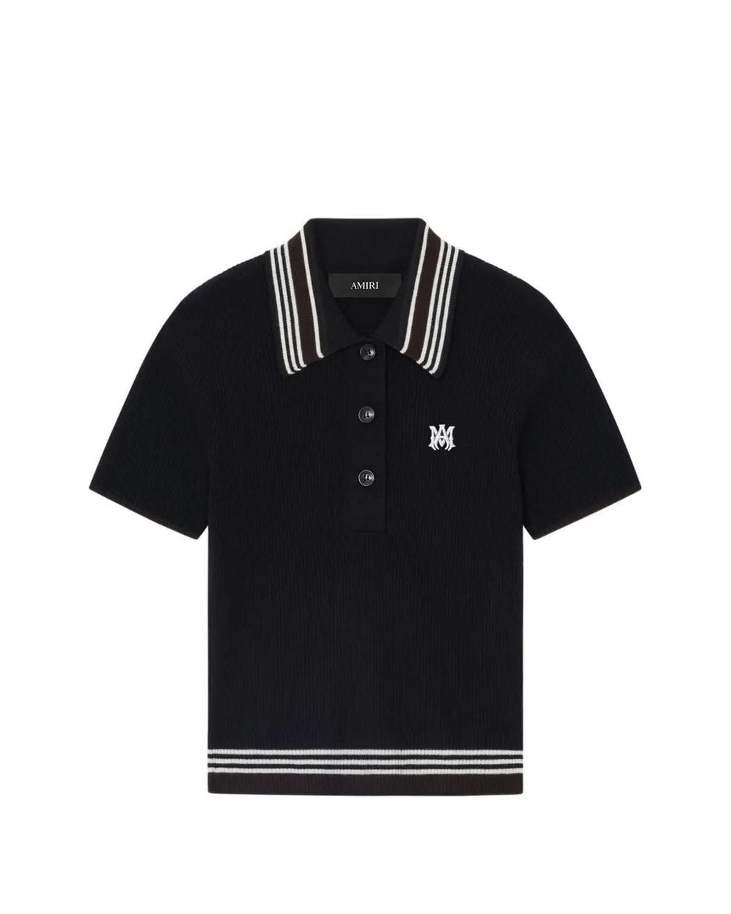 Amiri Black Polo Shirt With Striped Detail