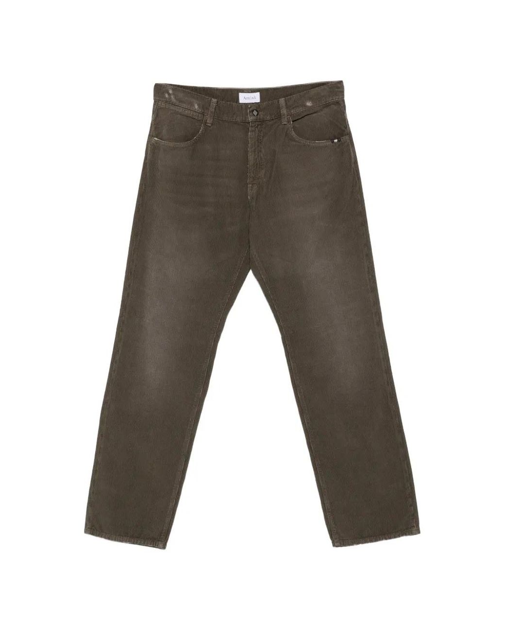 AMISH Gray James Faded Corduroy Straight Trousers for men