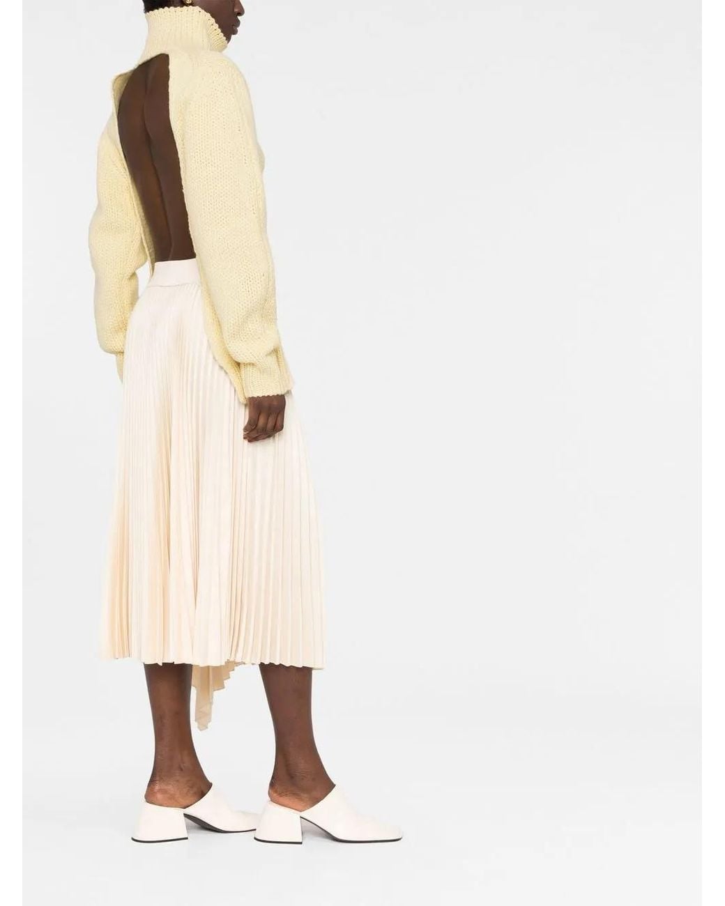Jil Sander Yellow Open Back High-Neck Jumper