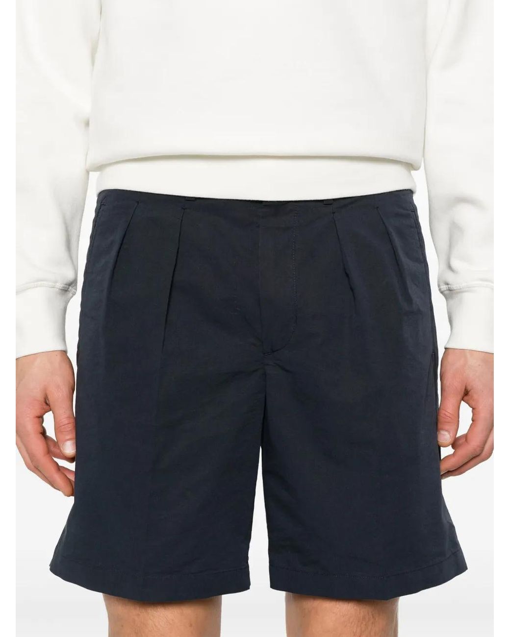 Tom Ford Blue Pleat-Detail Shorts for men