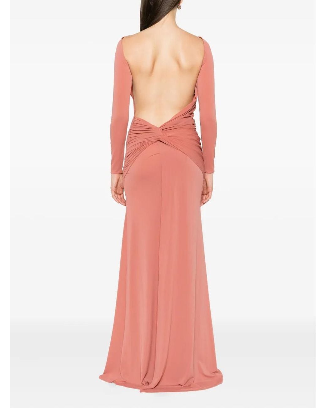 Alex Perry Pink Open-Back Long-Sleeve Maxi Dress