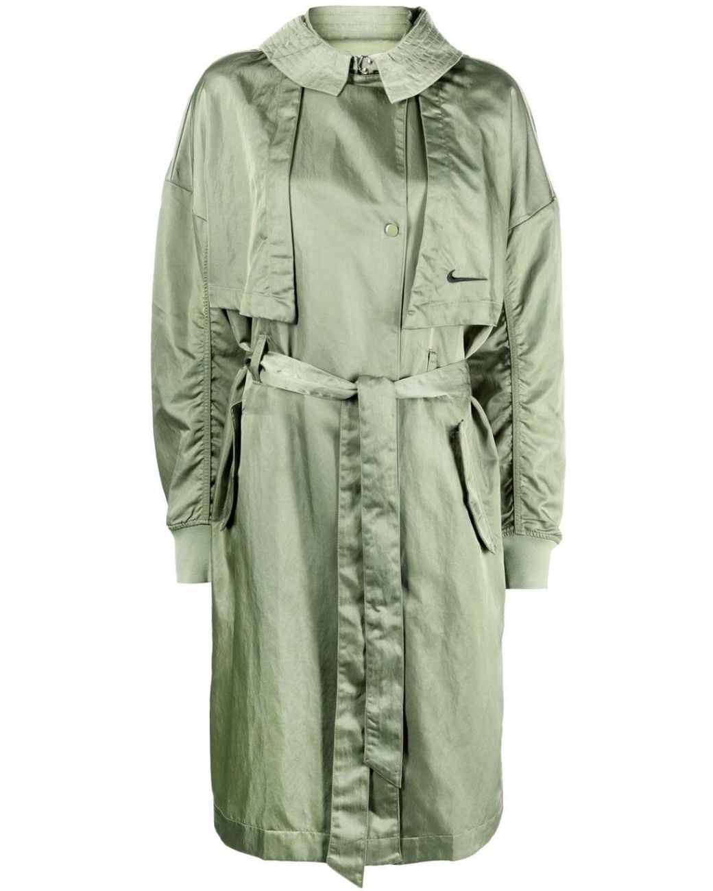 Nike Embroidered-logo Trench Coat in Green | Lyst