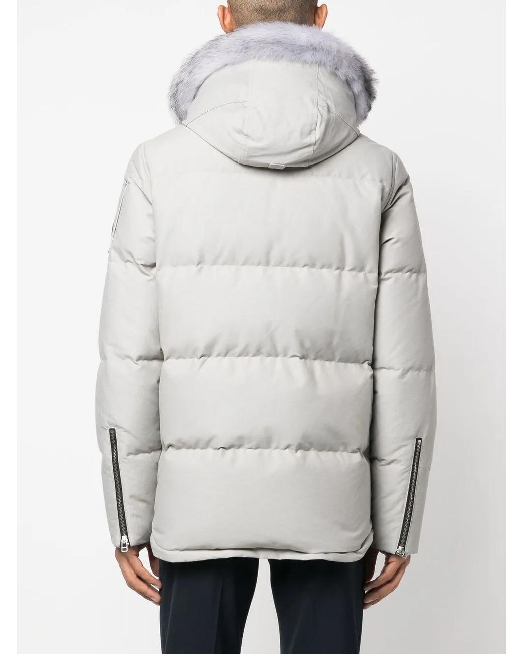 Moose Knuckles Gray Faux-Fur Trim Padded Parka for men