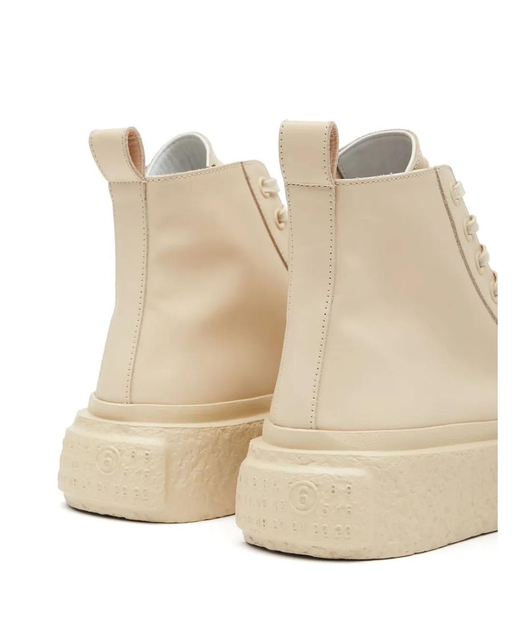 MM6 by Maison Margiela Natural Lace-Up Leather Sneakers