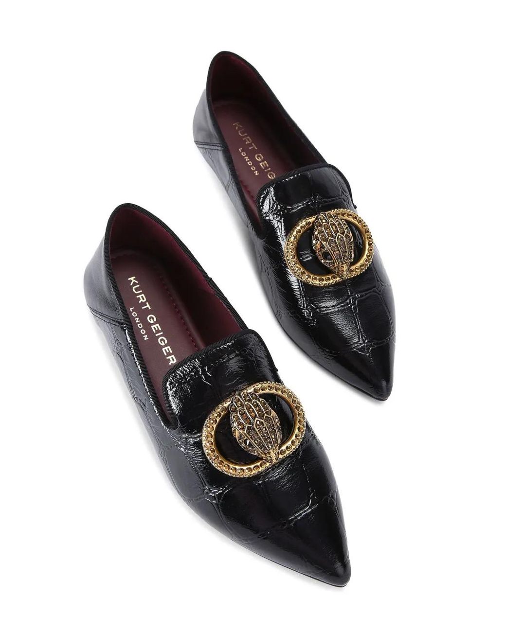 Kurt Geiger Black Kurt Geiger Flats Leather Croc Print Chelsea