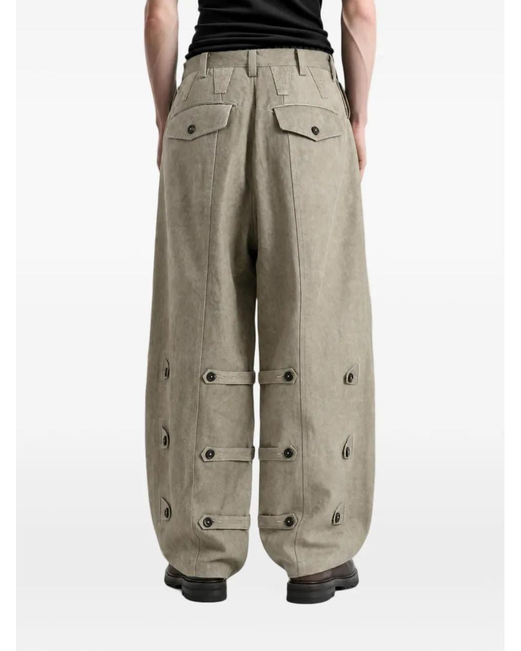 Ziggy Chen White Button-Detail Wide-Leg Jeans for men