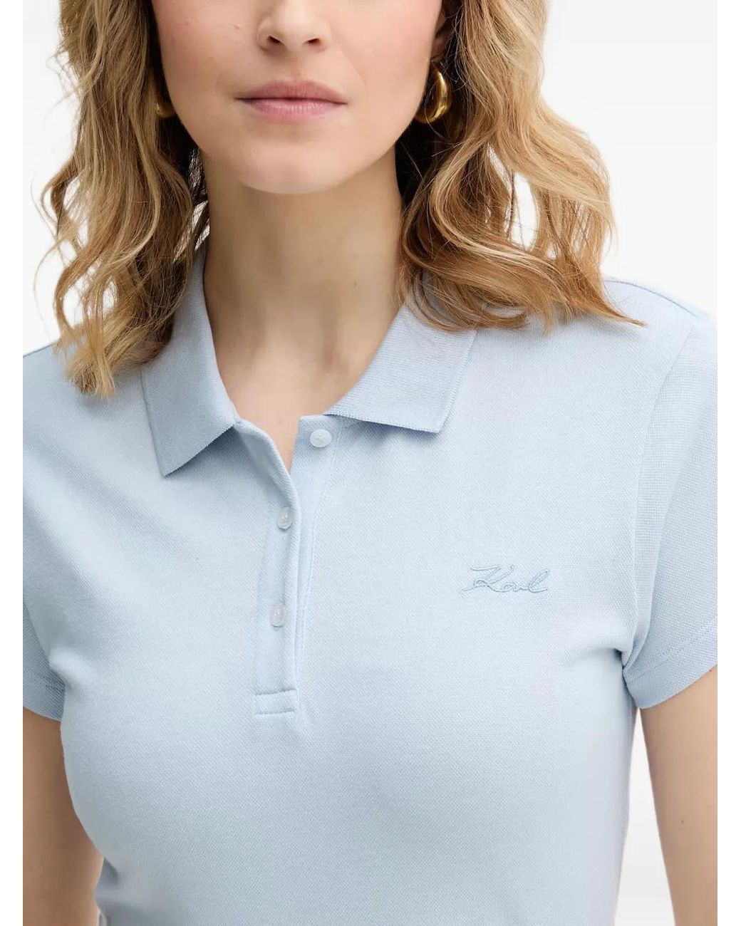 Karl Lagerfeld Blue Polo En Piqué Signature