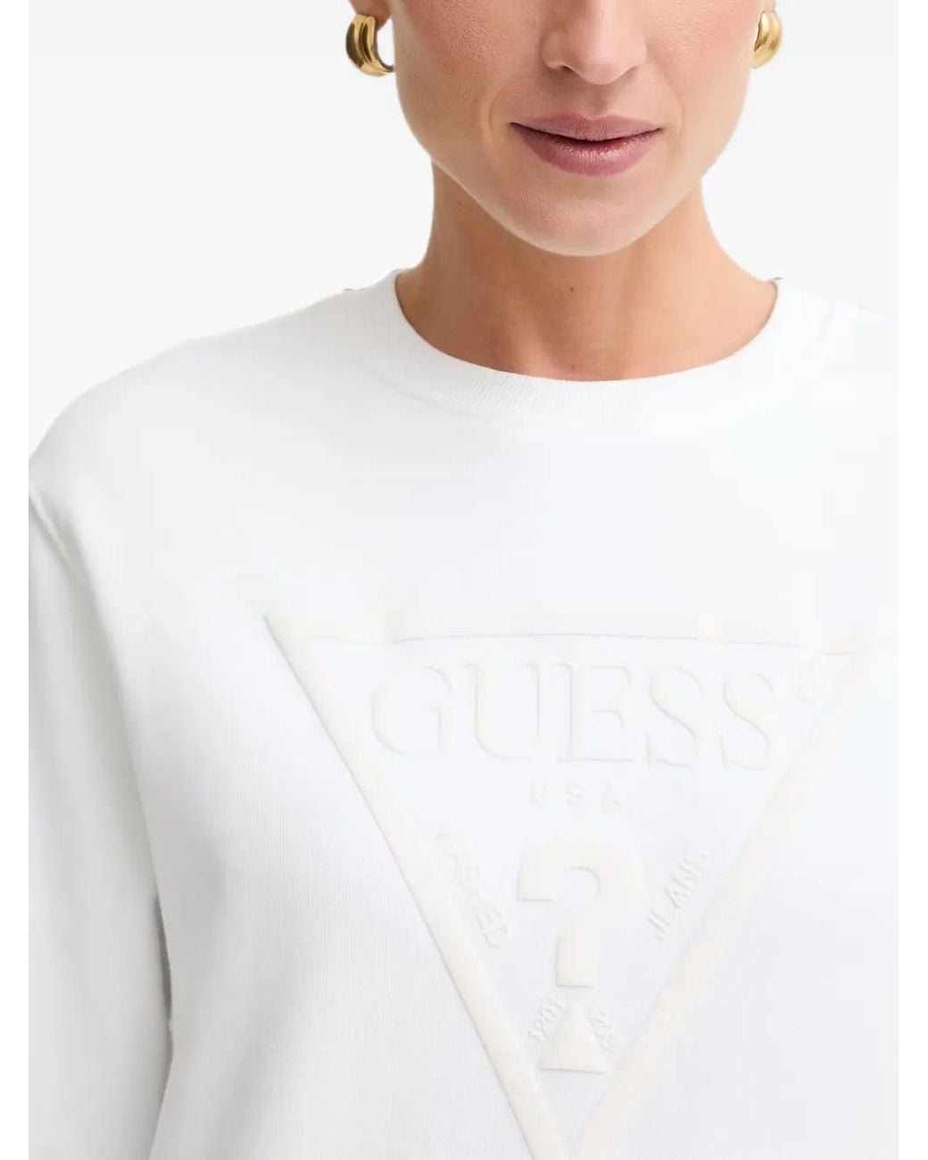 Guess White Hoodie À Patch Logo