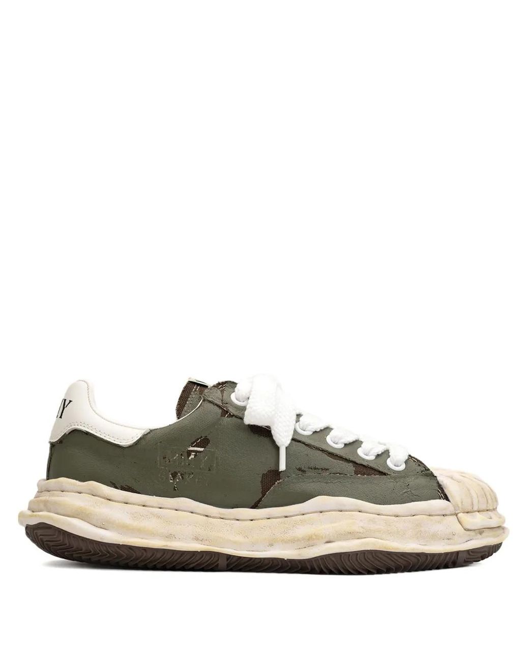 Maison Mihara Yasuhiro Green Blakey Torn-Film Low-Top Sneaker