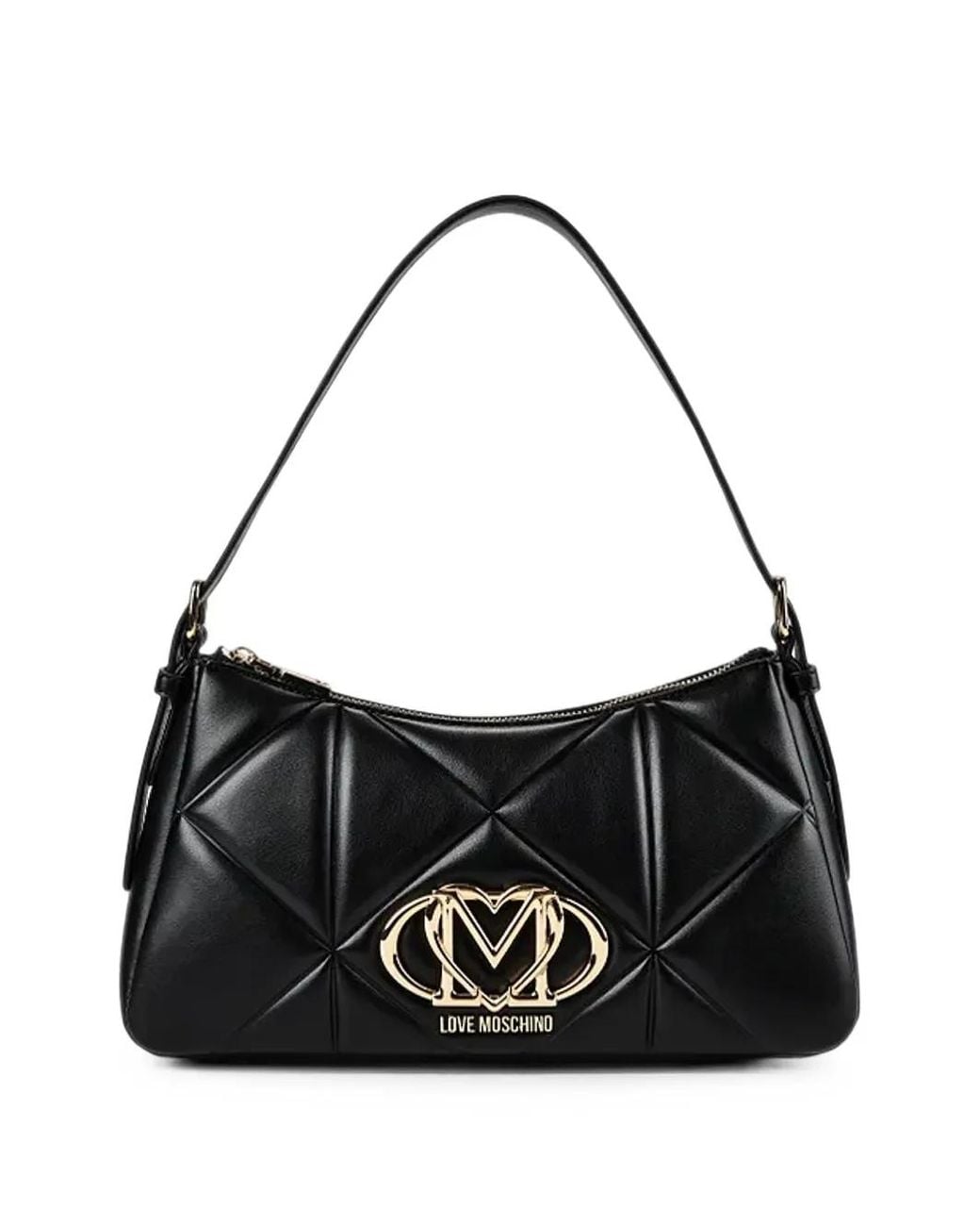 Love Moschino Black Quilted Logo-Plaque Shoulder Bag