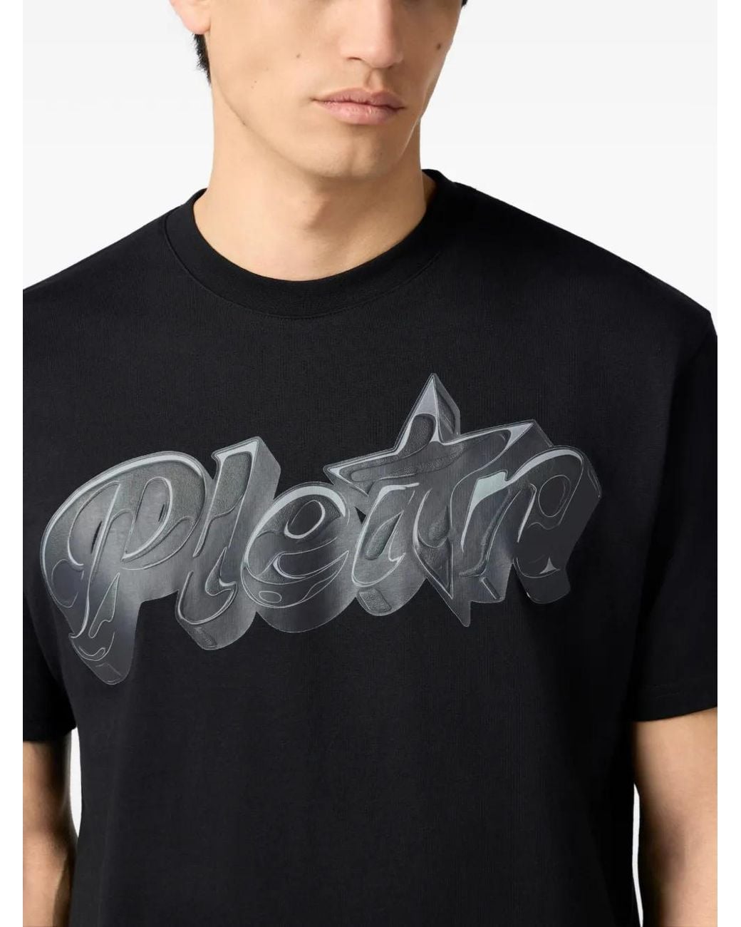 Philipp Plein Black Round Neck Graphic T-Shirt for men