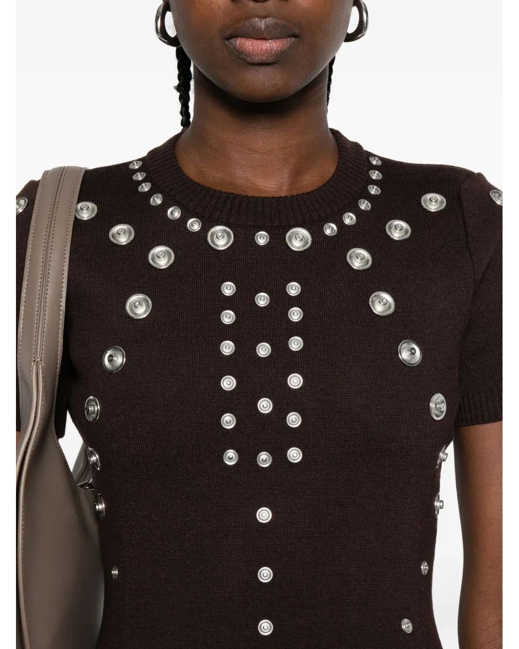 Coperni Black Fitted Mini Dress With Embellished Details
