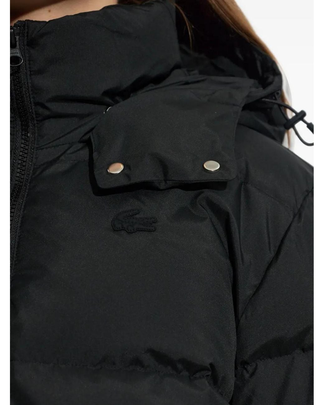 Lacoste Black Waterproof Down Jacket With Hood