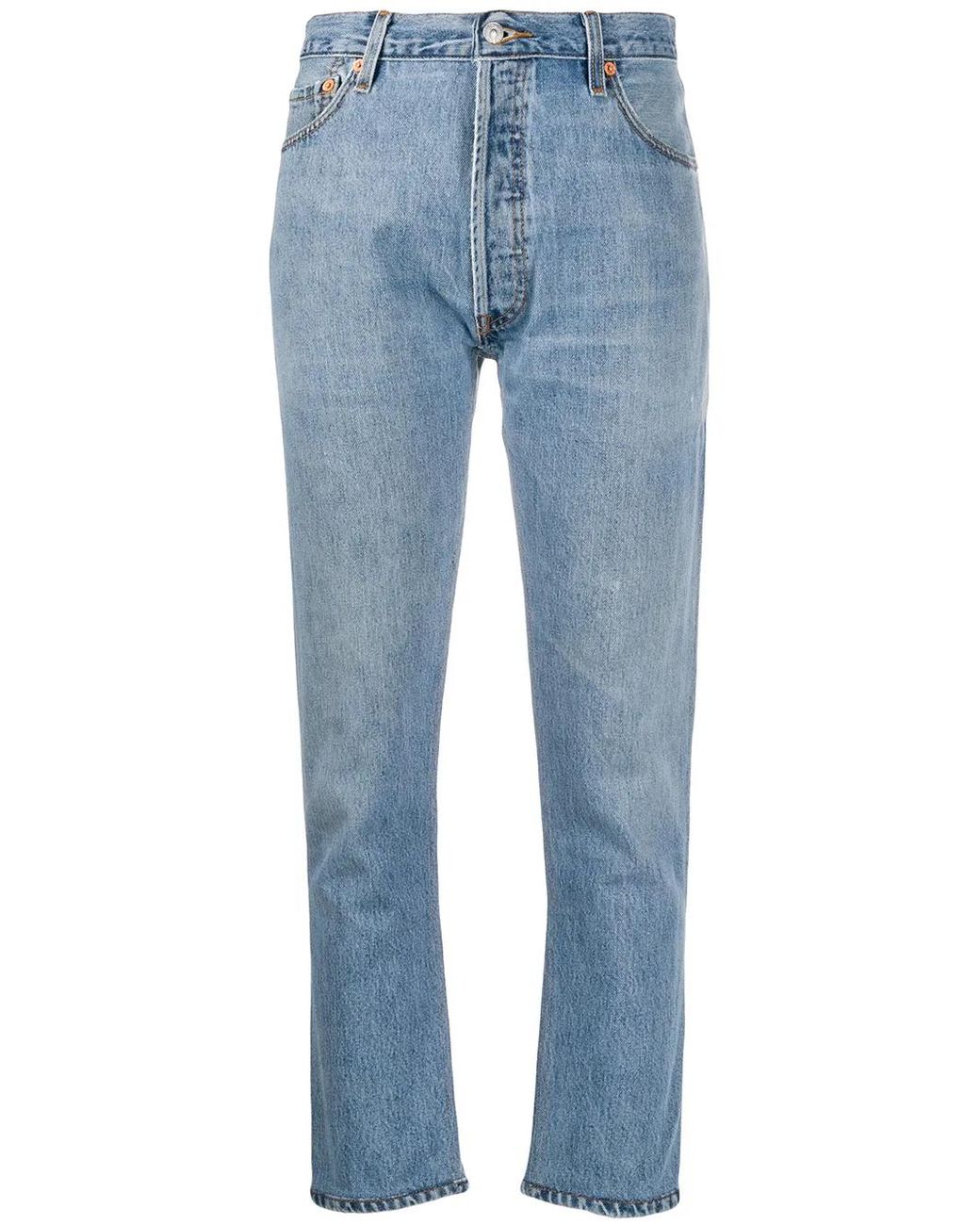 Re/done Blue High-Rise Cropped Jeans