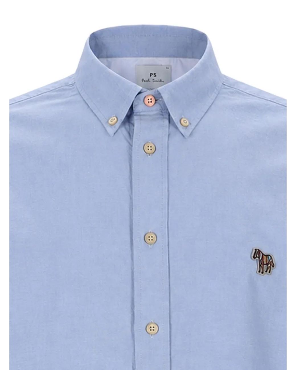 Paul Smith Blue Zebra-Patch Button-Down Shirt for men