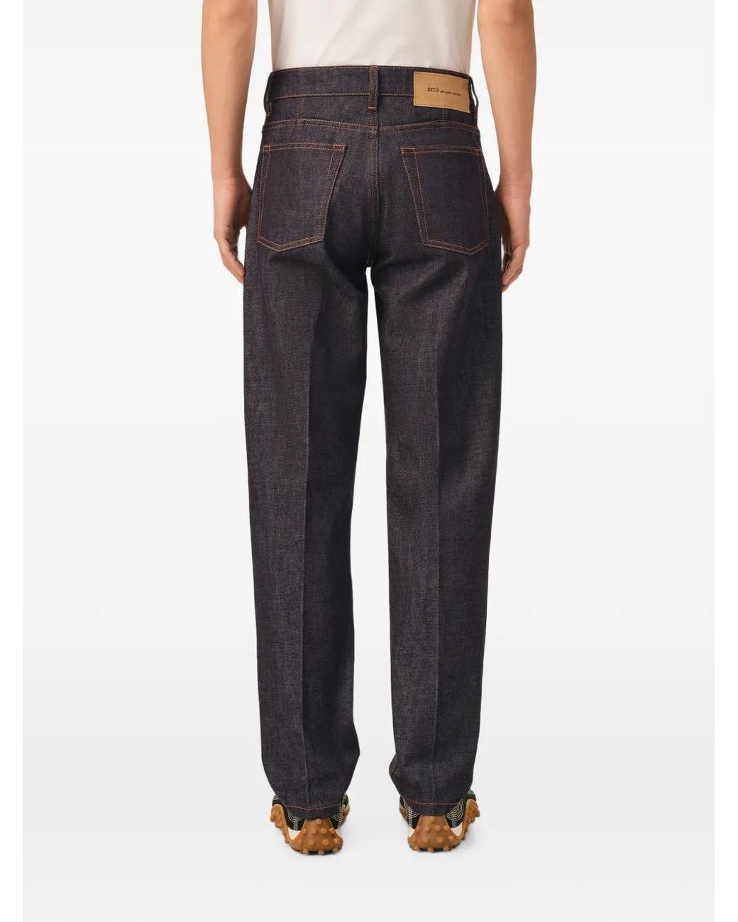 AMI Blue Parisian-Fit Cotton Jeans for men