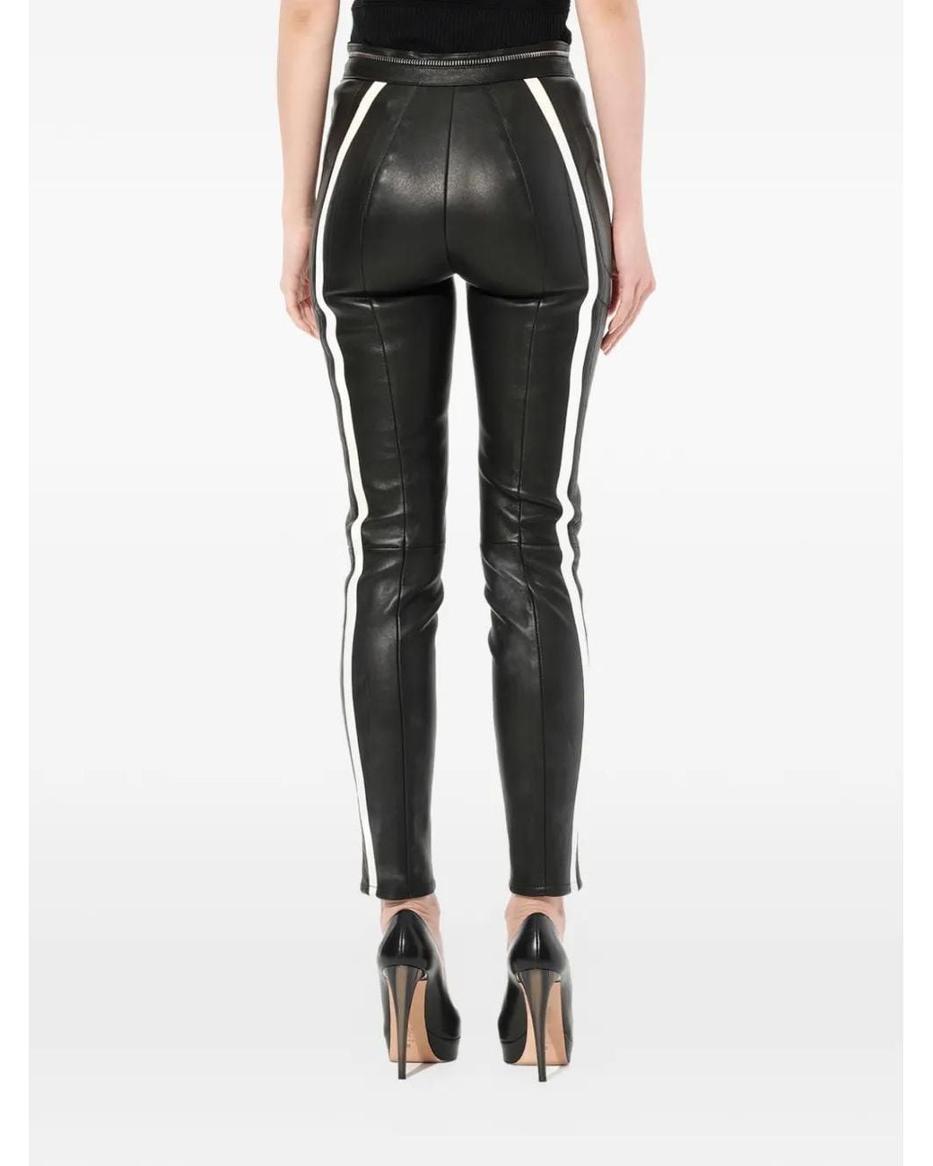McQueen Black Side-Stripe Trousers