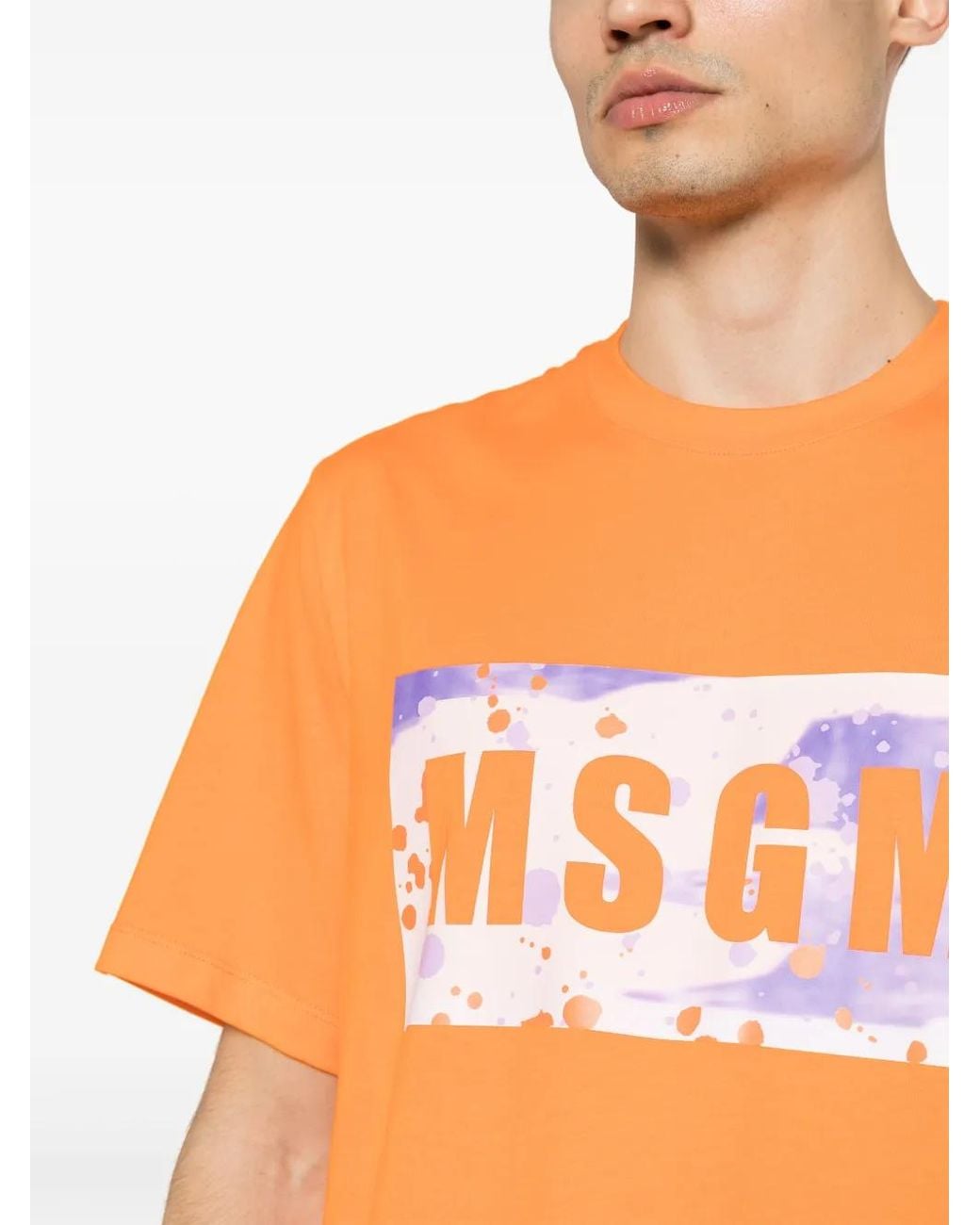 Camiseta Con Logo Estampado MSGM de hombre de color Orange