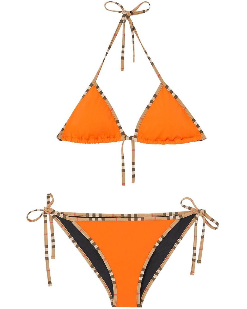 Bikini à bandes rayées Burberry en coloris Orange | Lyst