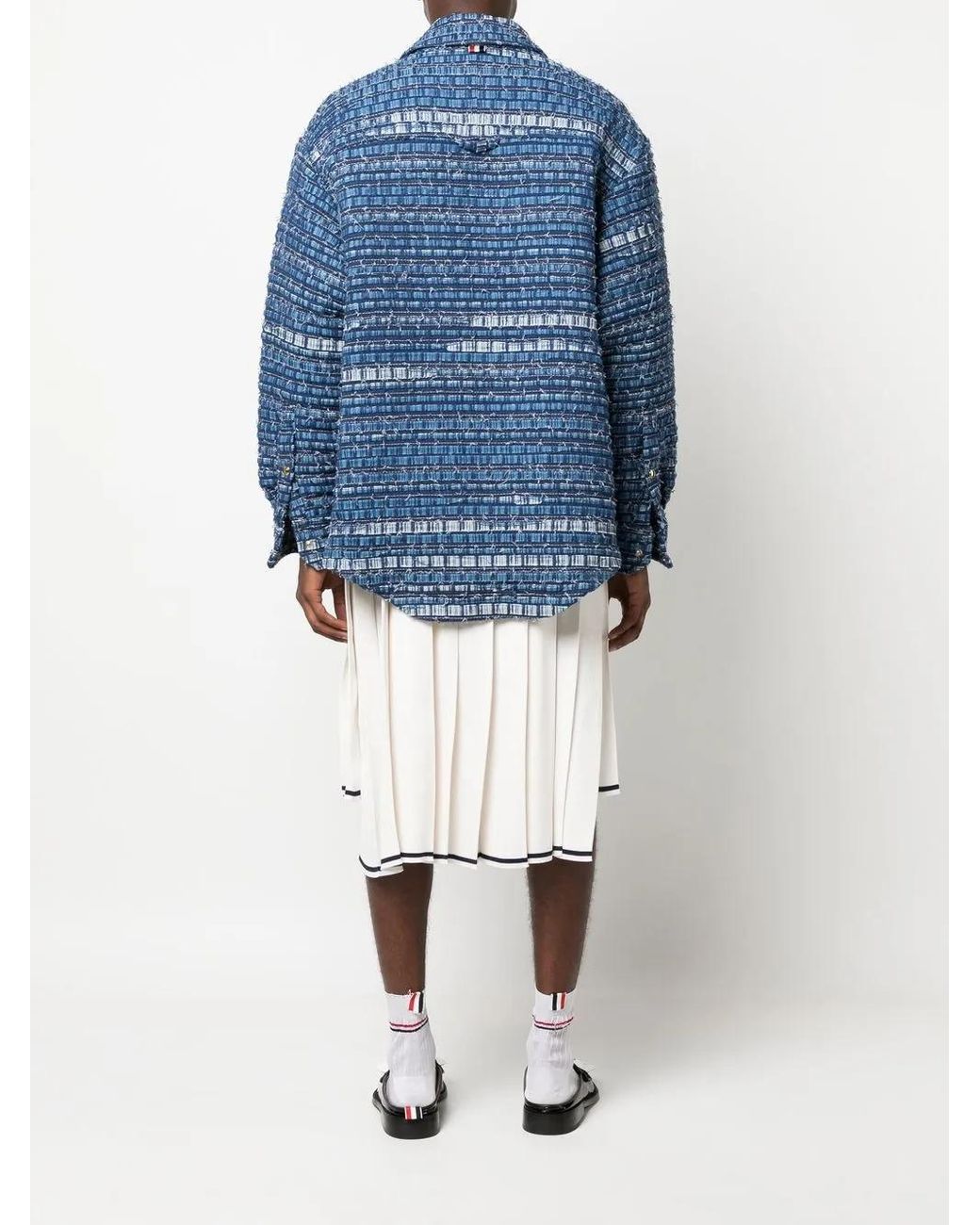 Thom Browne Blue Denim-Tweed Shirt Jacket for men