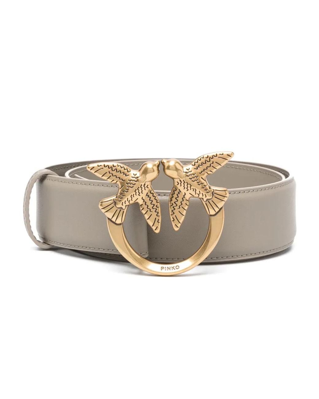 Pinko Natural Love Birds-Buckle Leather Belt