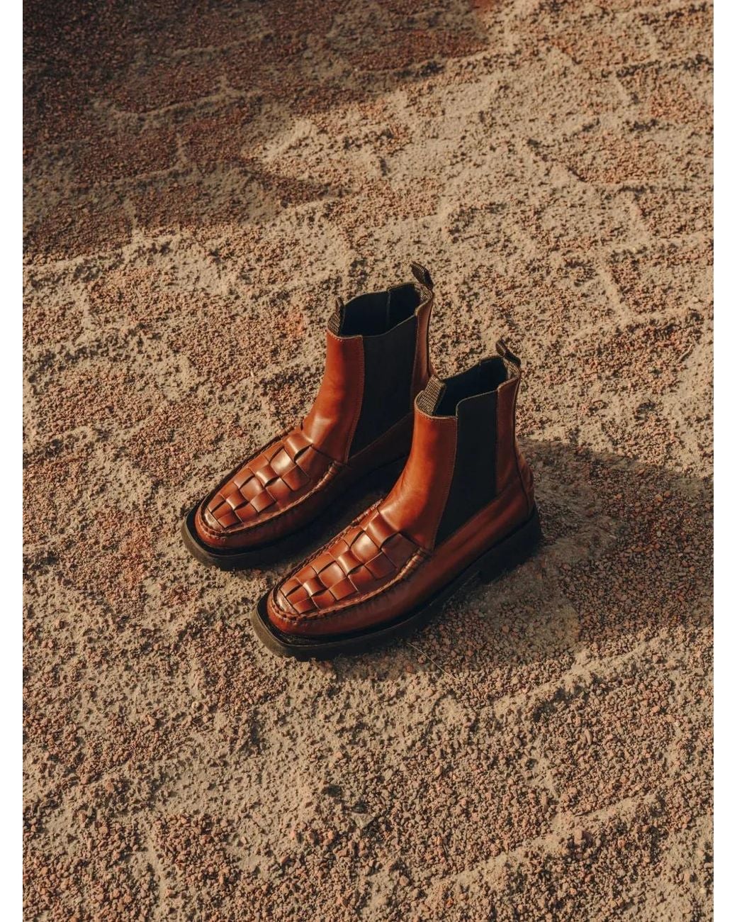 Hereu Brown Alda Woven Sport Chelsea Boots