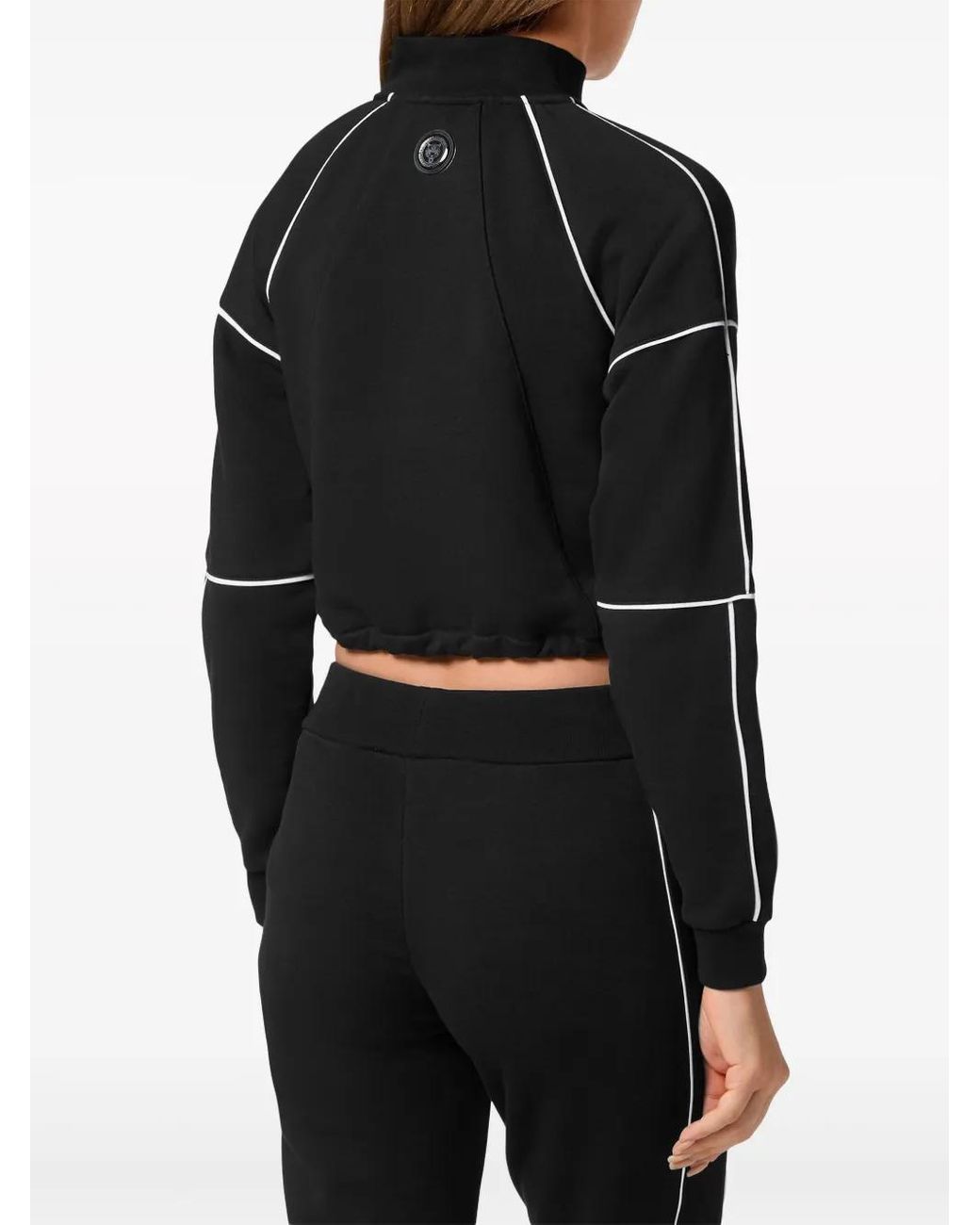 Philipp Plein Black Logo-Print Cropped Sweatshirt