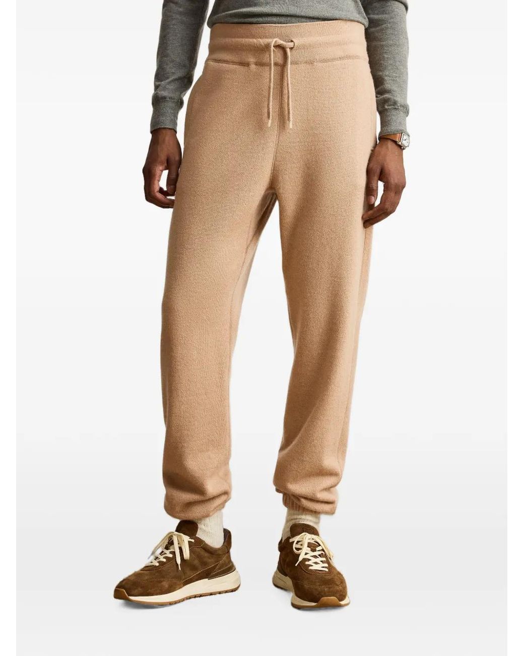Ralph Lauren Natural Drawstring Wool-Blend Track Pants for men