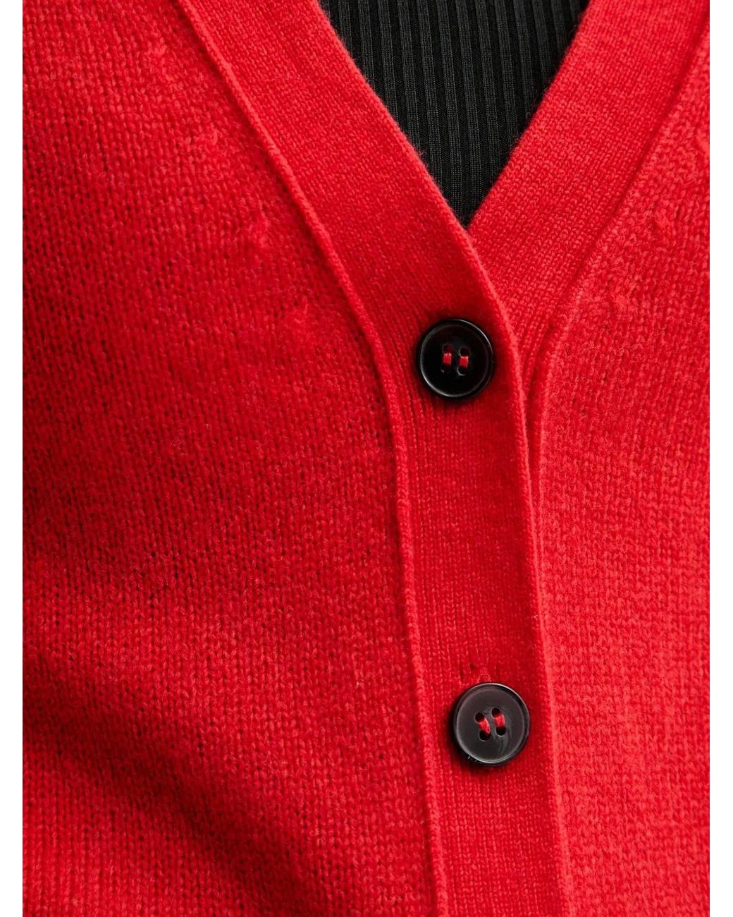 Marc O' Polo Red Buttoned V-Neck Knitwear