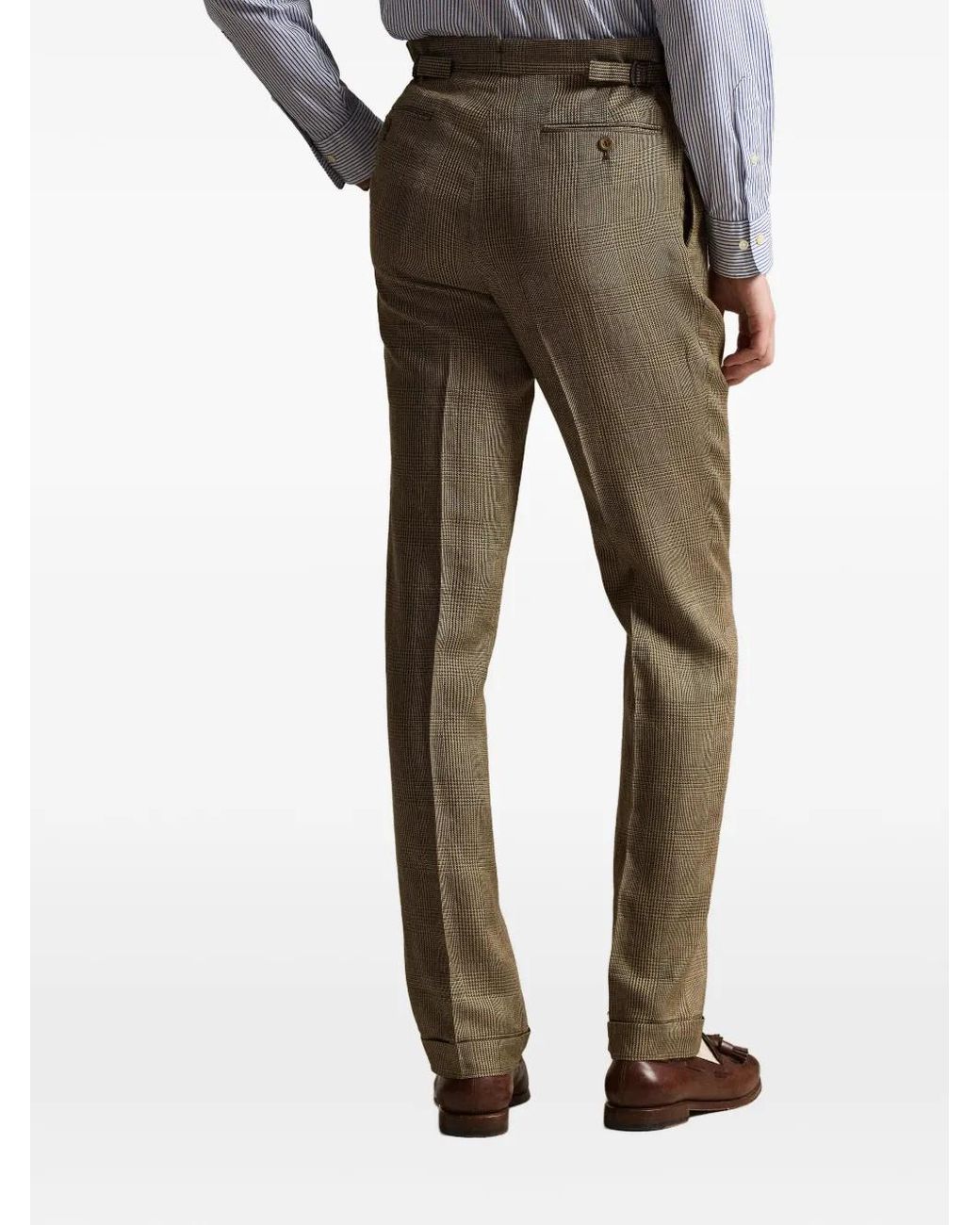 Polo Ralph Lauren Natural Glen-Plaid Pleated Trousers for men