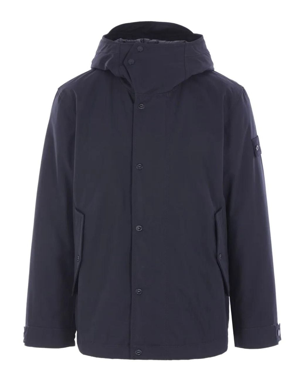 Stone Island Blue Hooded Cotton Jacket for men