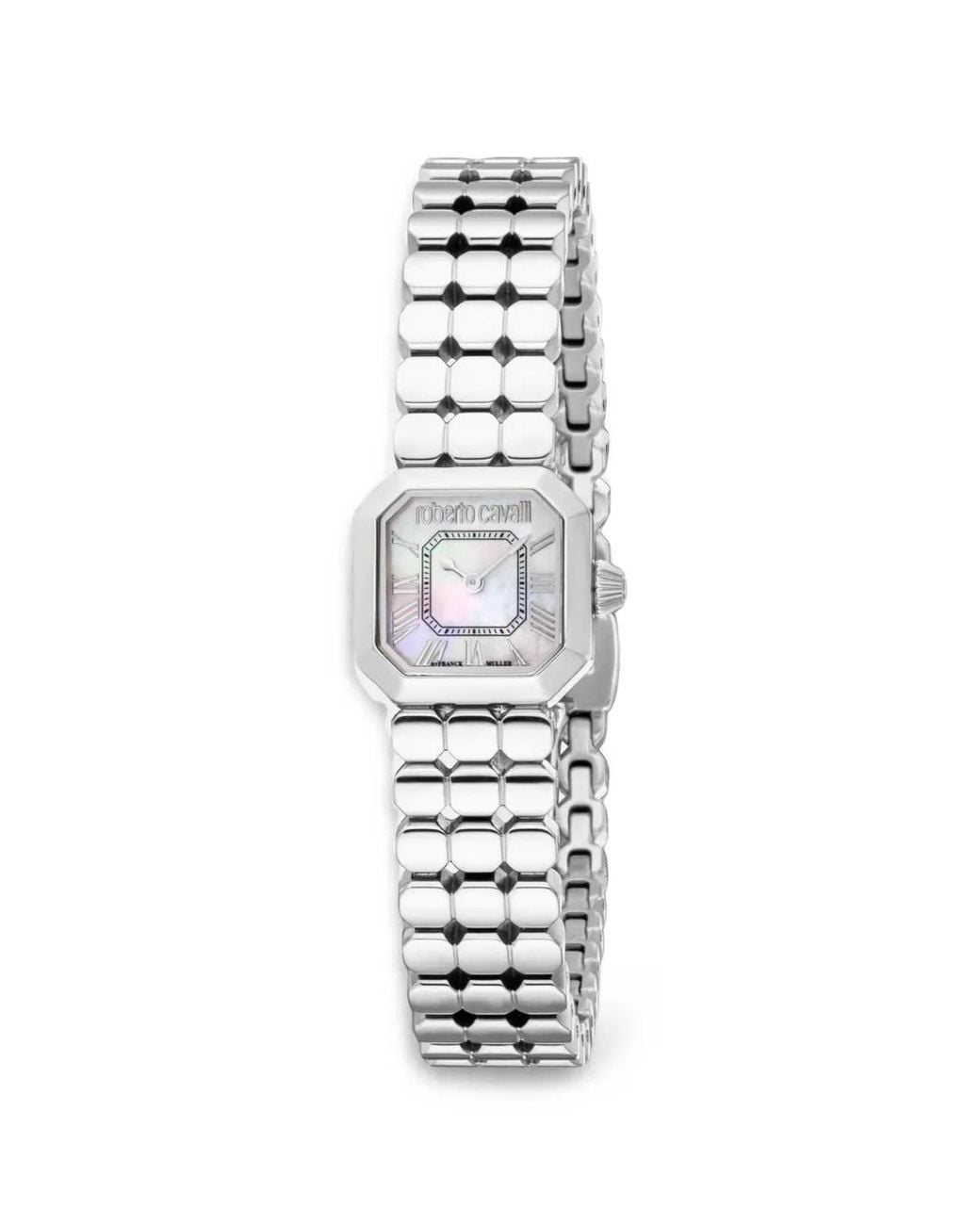 Roberto Cavalli White Octagonal Mother-Of-Pearl 18Mm Watch