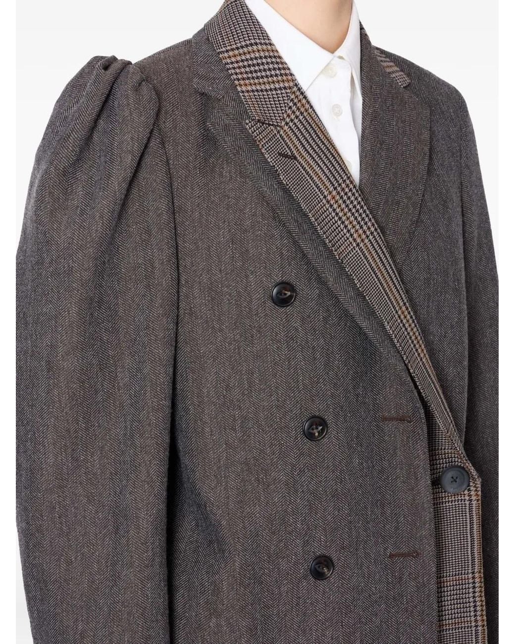 Kolor Gray Herringbone Panelled Coat