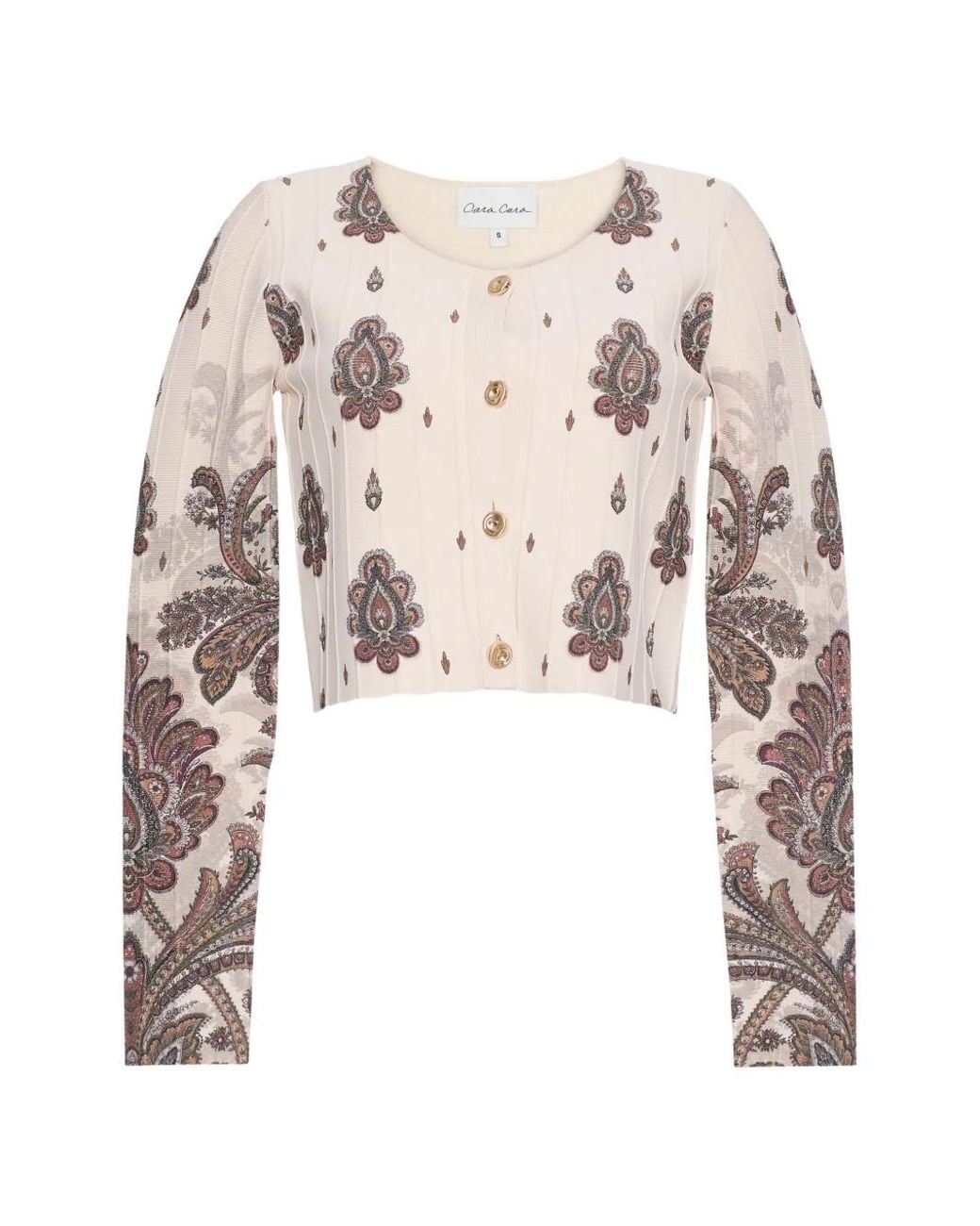 Cara Cara White Rose Paisley-Print Cardigan