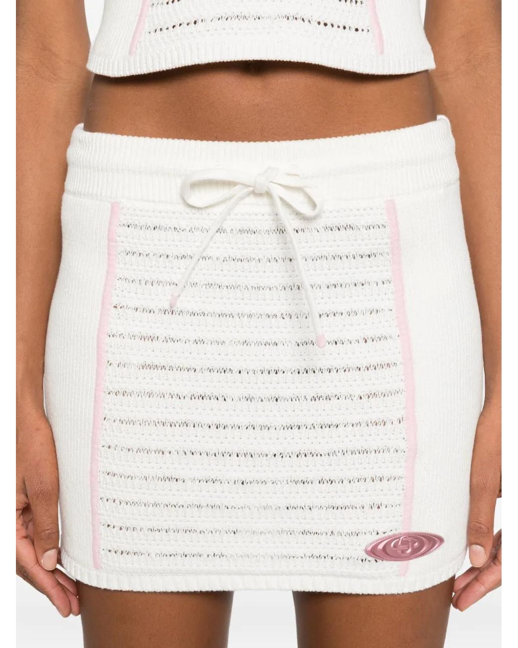 Casablanca White Drawstring Trim Skirt