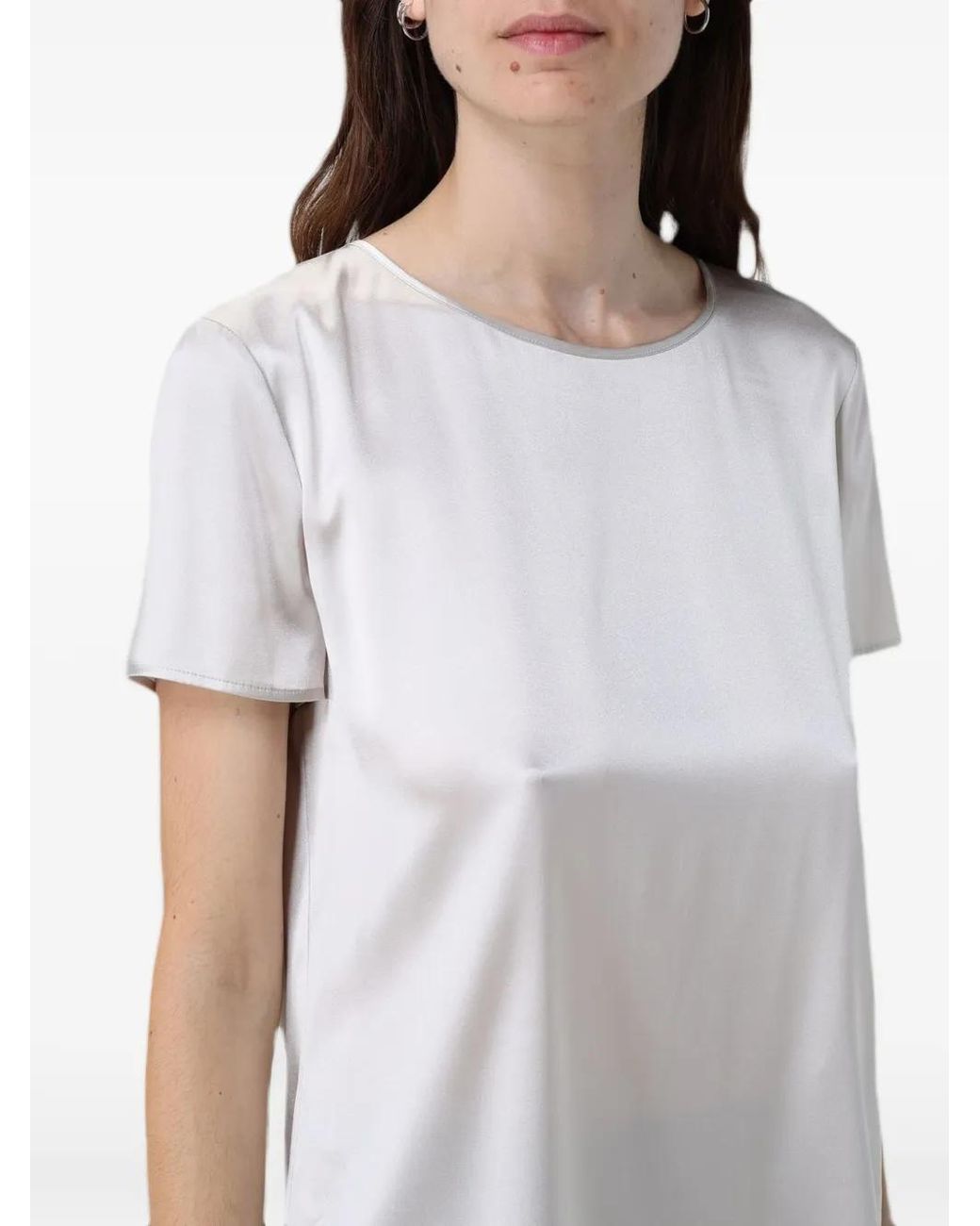 Max Mara White Short-Sleeve Satin T-Shirt