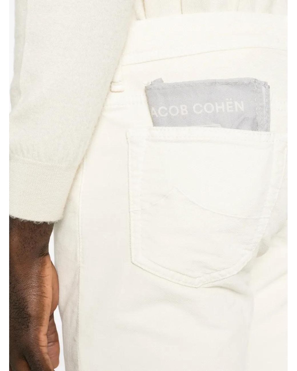 Jacob Cohen White Bard Logo-Patch Straight-Leg Trousers for men