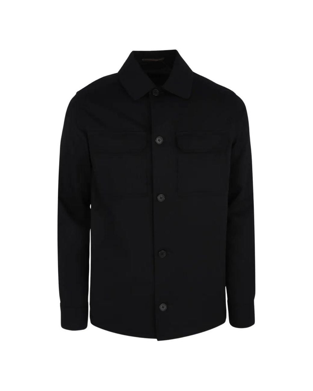 Slowear Black Patch-Pocket Over Shirt for men