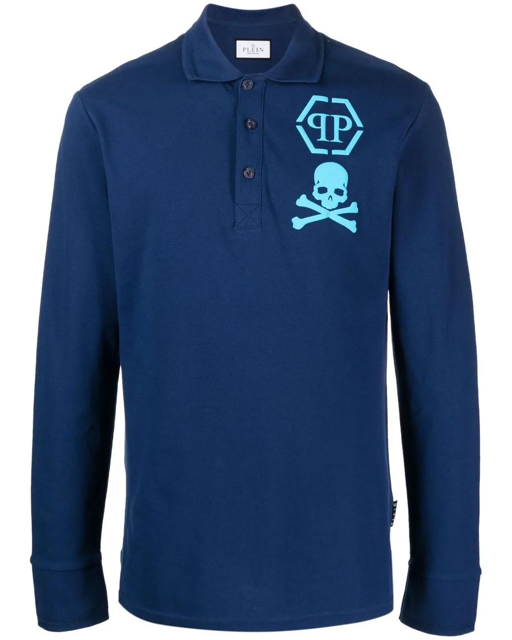Philipp Plein Blue Logo-Print Polo Shirt for men