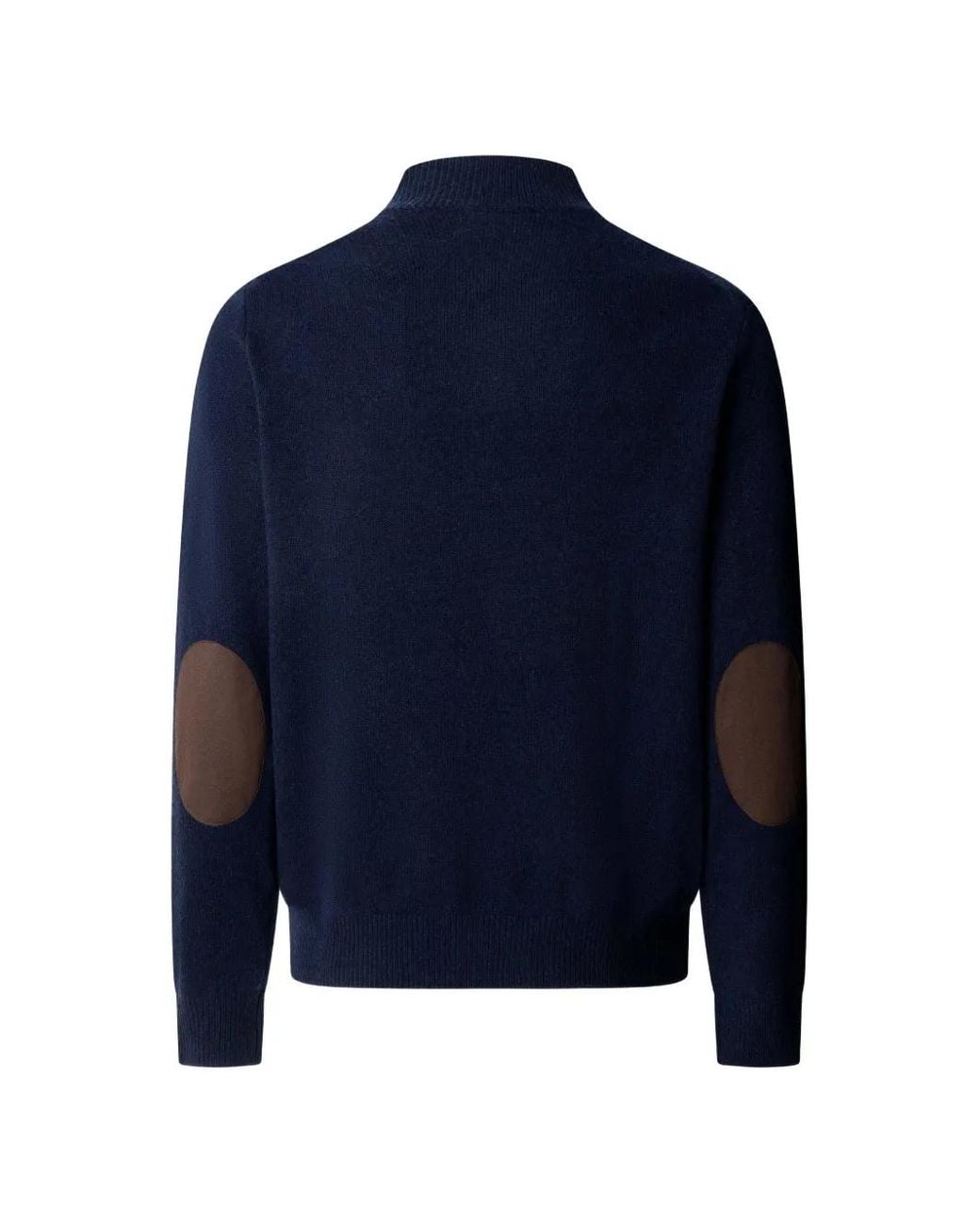Hackett Blue London Quarter-Zip Elbow-Patch Sweater for men