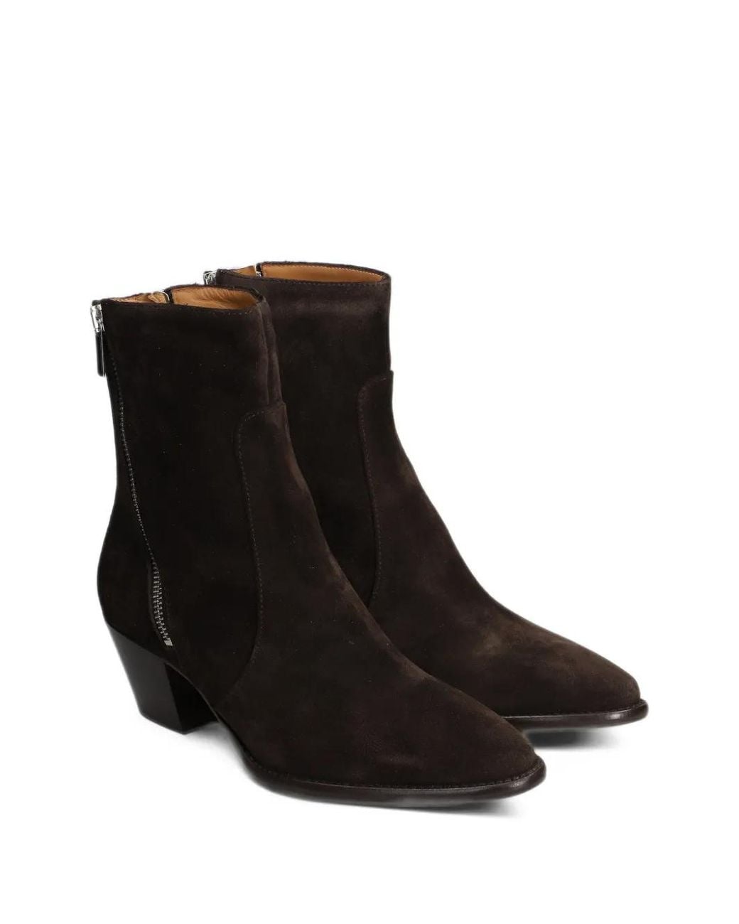 Anna F. Black Suede Side-Zip Ankle Boots