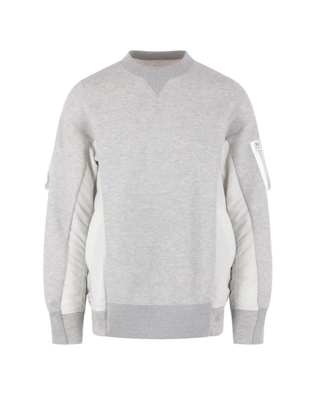 Sacai Gray Crew Neck Sweater for men