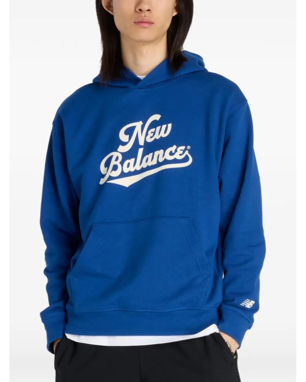 New Balance Blue Logo-Print Hoodie for men