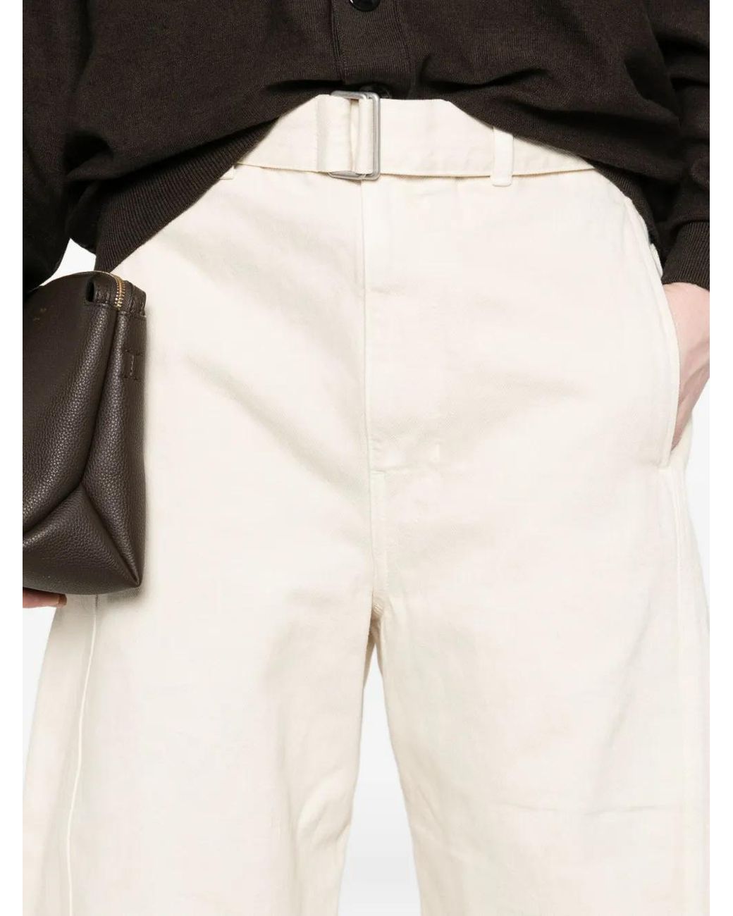 Lemaire White Belted Panelled Jeans