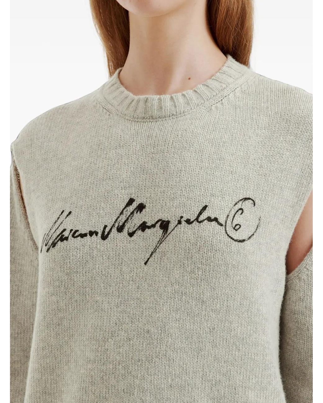 MM6 by Maison Margiela Gray Handwritten Knit Jumper