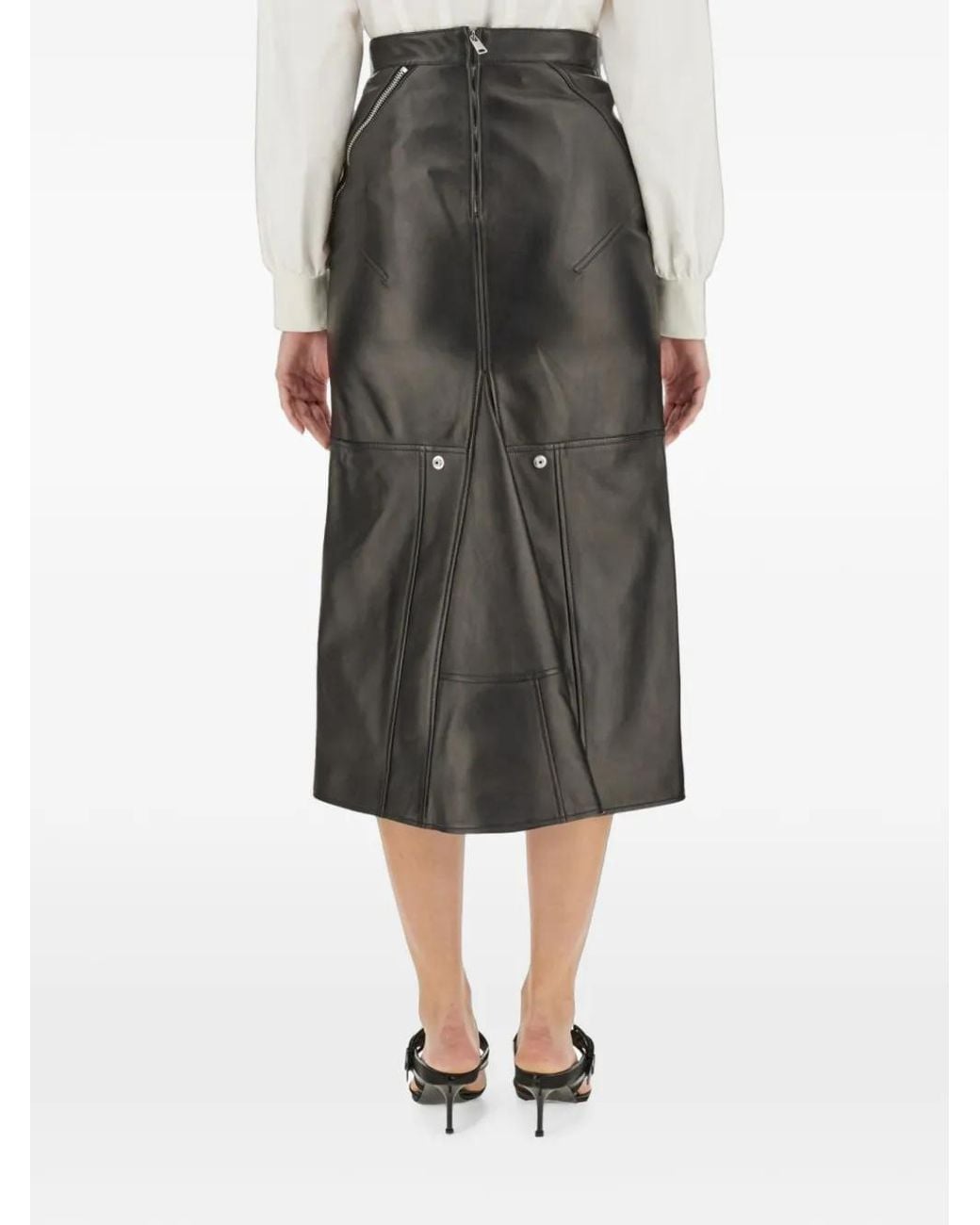 McQueen Gray Zip Midi Skirt