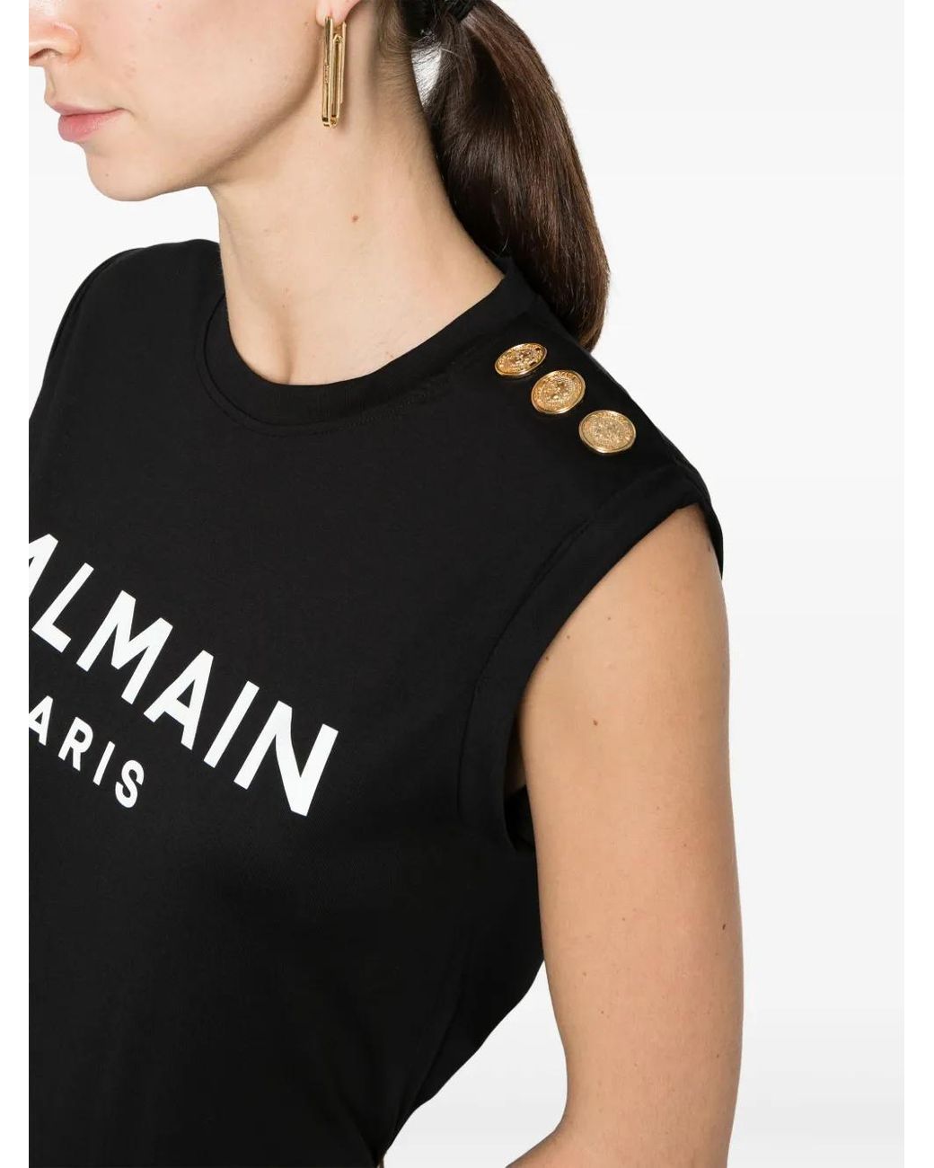Balmain Black Printed Tank Top