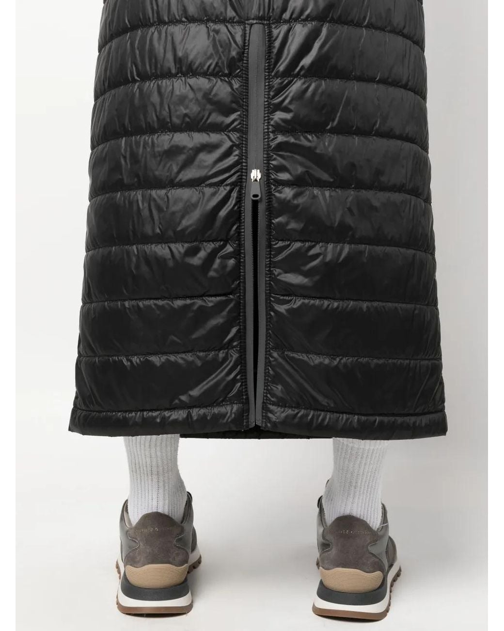 Brunello Cucinelli Black Quilted Drawstring Midi Skirt