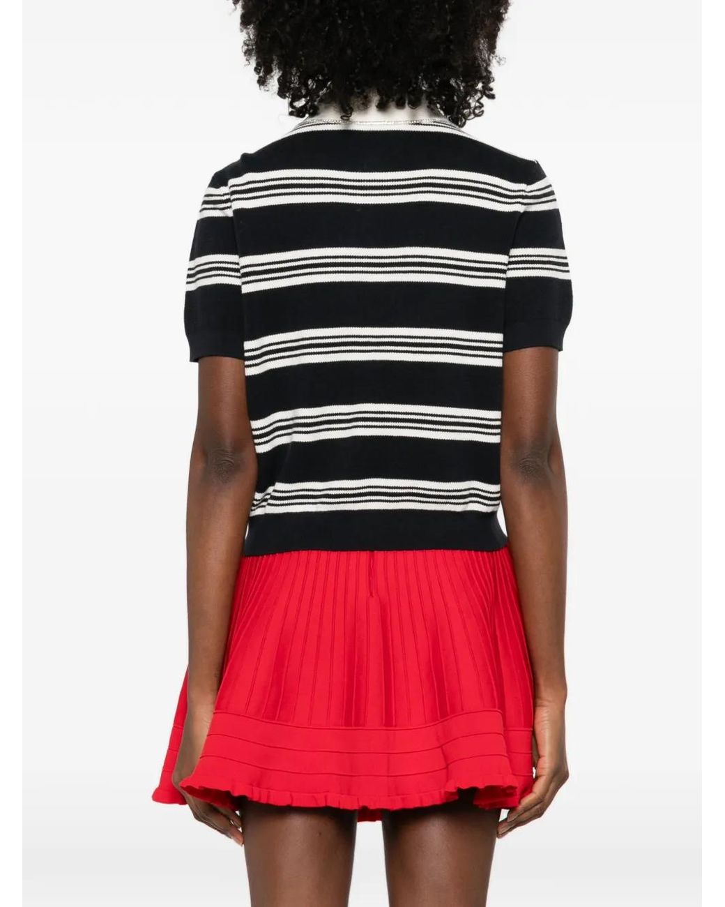 Maje Black Striped Polo Top